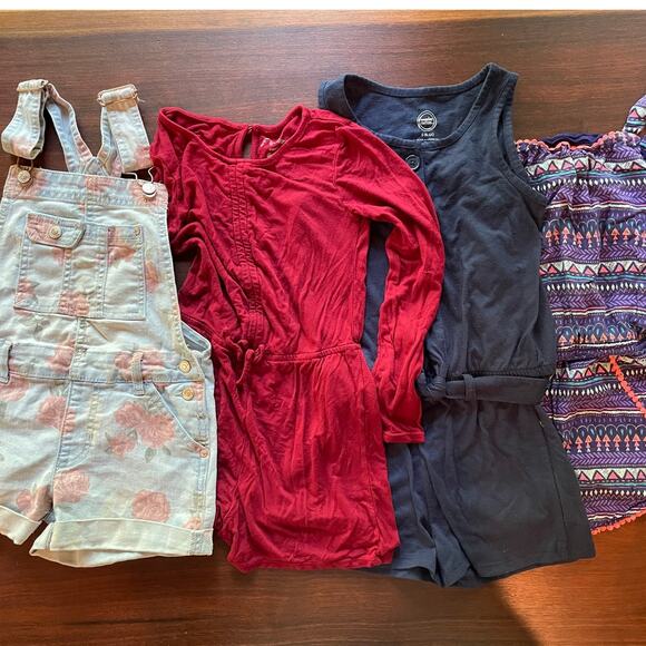 Girls Rompers Overalls Bundle of 4 Cherokee Jordache Art Class 6/6X GUC - Picture 1 of 10